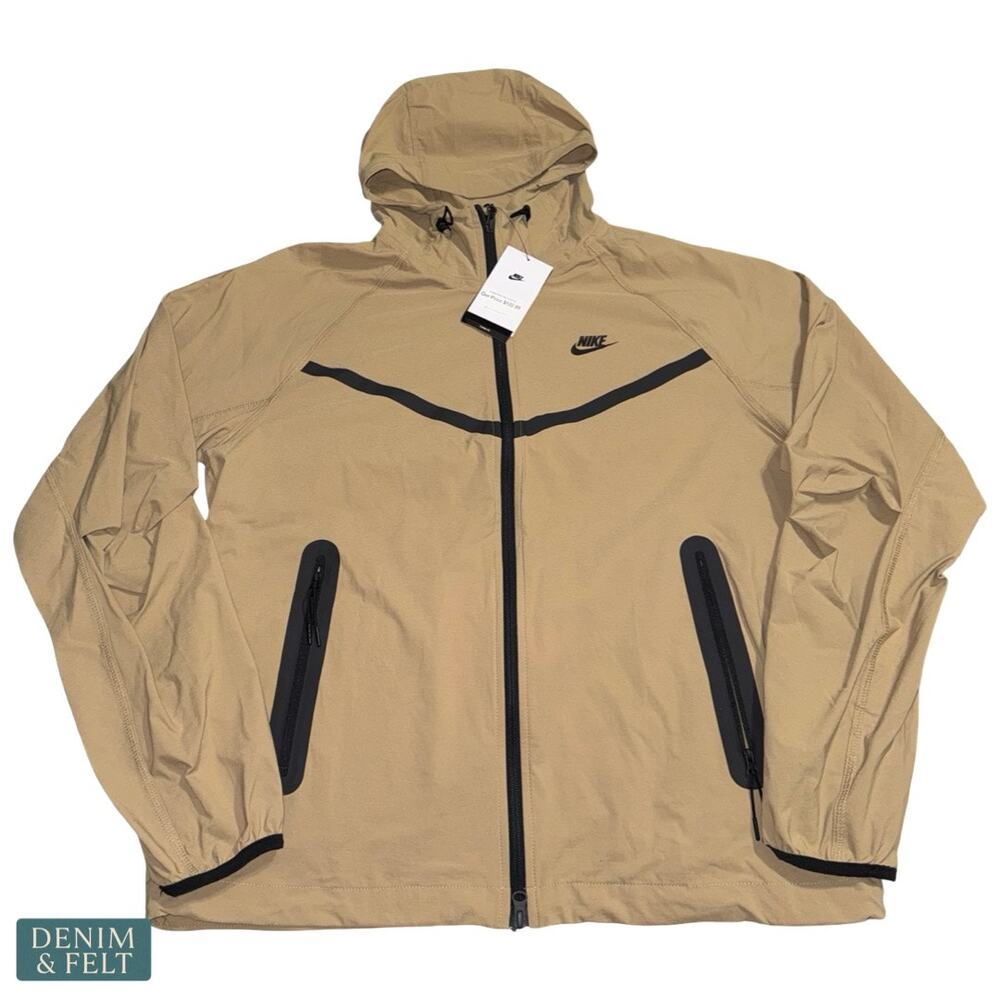 NEW Nike Tech Windrunner Jacket S Beige Woven Full Zip Hooded Streetwear - Picture 6 of 11